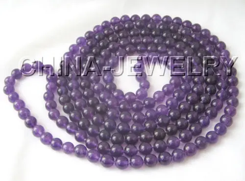

Beautiful 80" 10mm natural round amethyst color jade necklace^^@^18K GP style Fine jewe Noble Natural jade fast SHIPPING