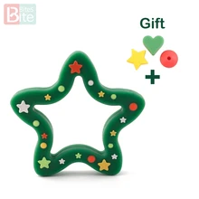

Bite Bites 1pc Silicone Baby Teething Christmas Star Mini Silicone Beads DIY Nursing Toys BPA Free Food Grade Baby Teether