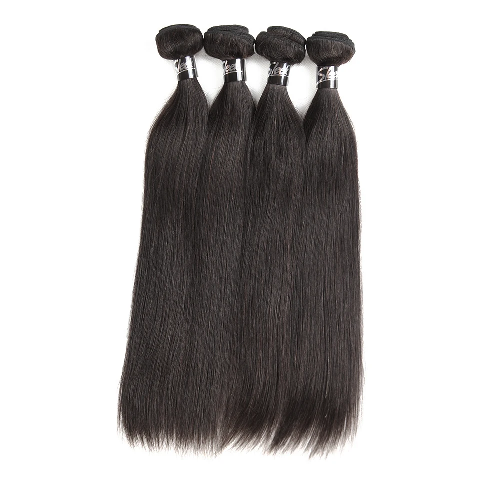 Sleek Malaysian Straight Hair Lace Frontal Closure With Bundles Free Ship Remy Human Hair Weave 4 Bundles With Frontal Closure (5)