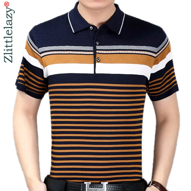 

Summer polo shirt men short sleeve polos shirts striped slim fit mens pol clothes dress bodybuilding streetwear poloshirt 1092