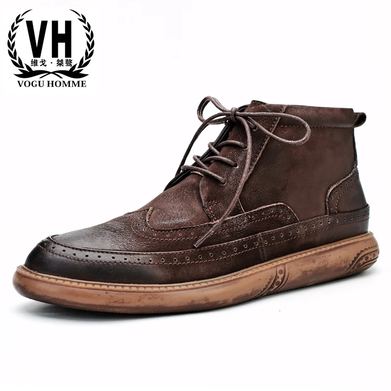 

Genuine Leather Riding boots mens Bullock casual high top shoes men cowhide short boots men's chelsea boots autumn winter male