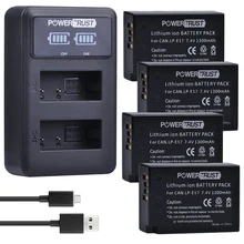 4x 1300mAh LP-E17 LPE17 LP E17 Li-ion Battery+LED USB Dual Charger for Canon EOS M3 M5 M6 Rebel T6i T6s T7i 750D 760D 8000D 800D