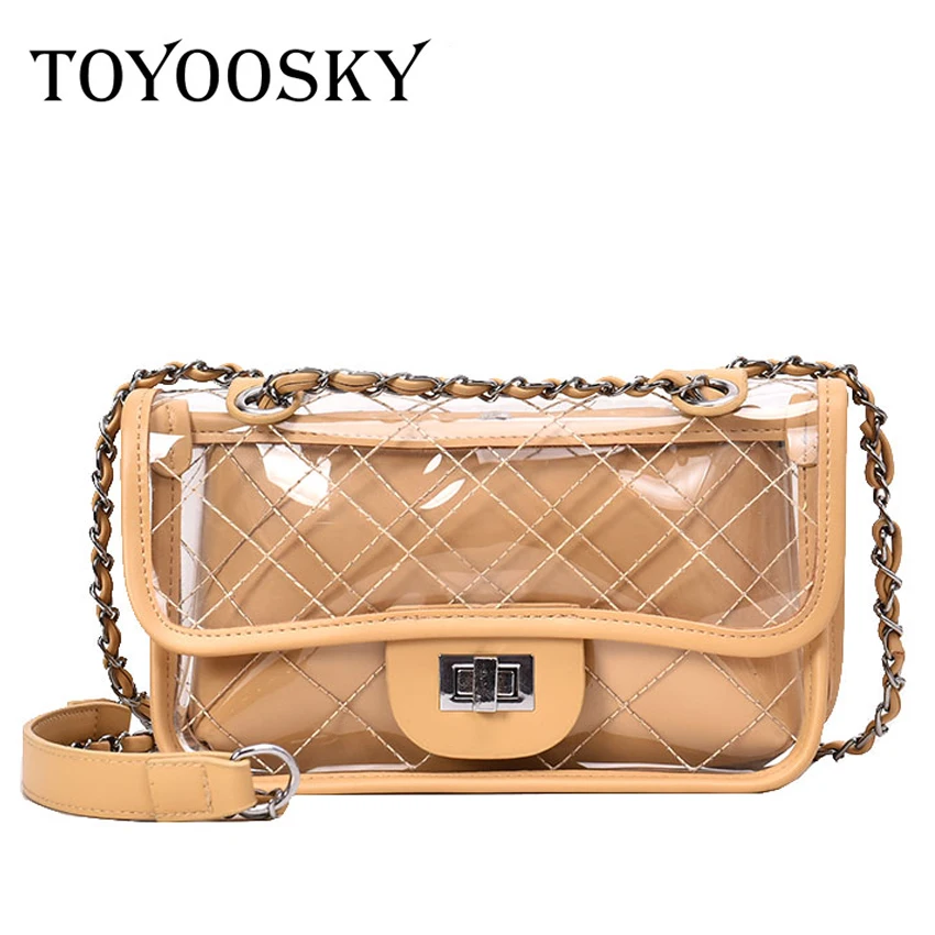 

TOYOOSKY Women Summer Crossbody Bag PVC Transparent Composite Bags Set with Purse Waterproof Quilted Plaid Beach Handbags Female