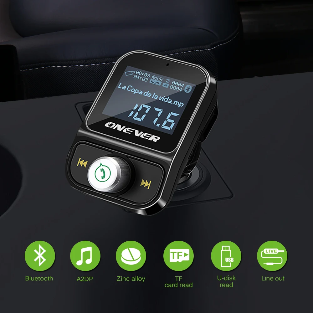 ONEVER fm-передатчик Bluetooth гарнитура для авто MP3-плееры двойной LED экспозиции Напряжение USB 3.1a быстрое Micro SD музыкальный проигрыватель
