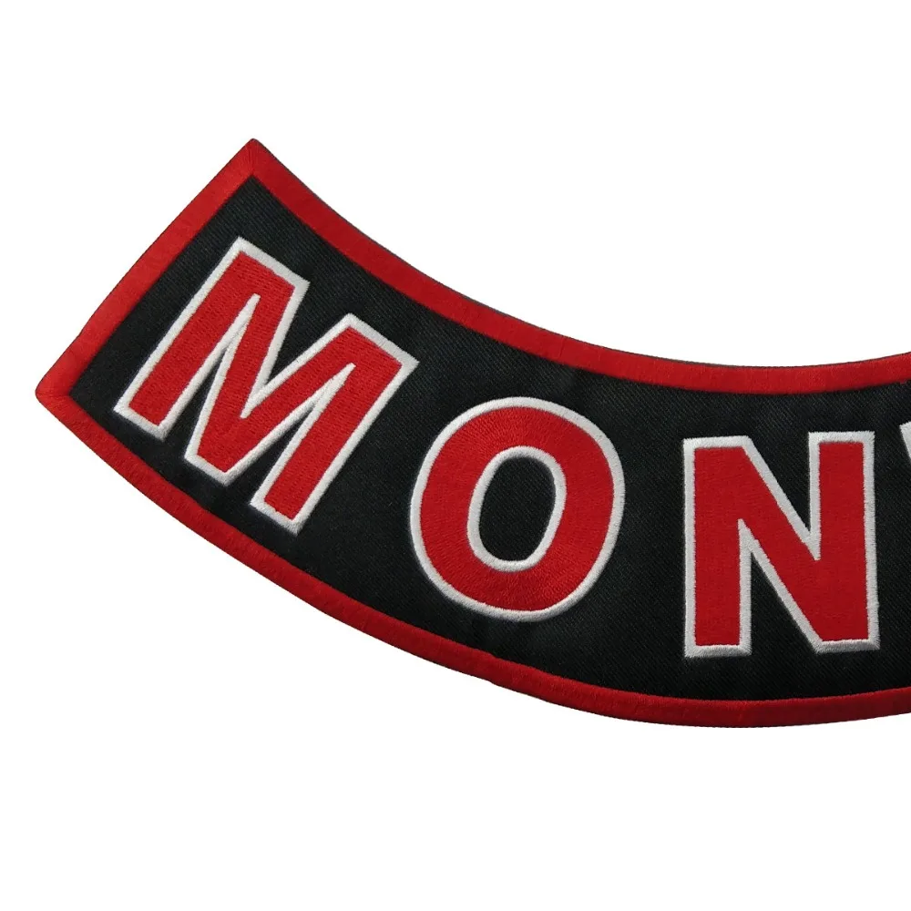 Montage cheap custom biker military patches text logo garment labels biker rocker clothing decoration front cloth stickers (2)
