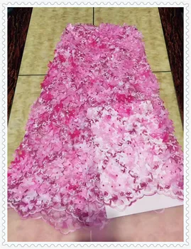 

3d flower Tulle African French Lace Fabric Fashionable African embroidered Lace Fabric for wedding dress