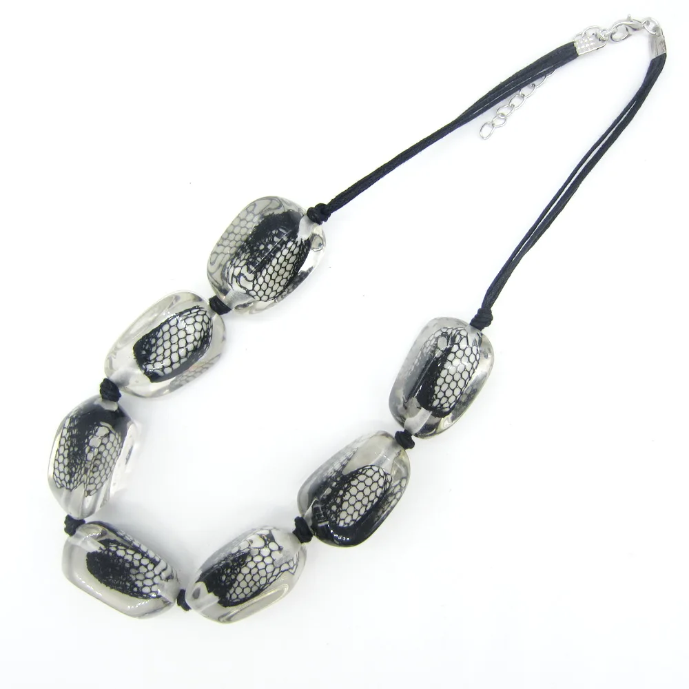 Черная кружевная обернутая прозрачная смола бусы женский воротник бисерное ожерелье