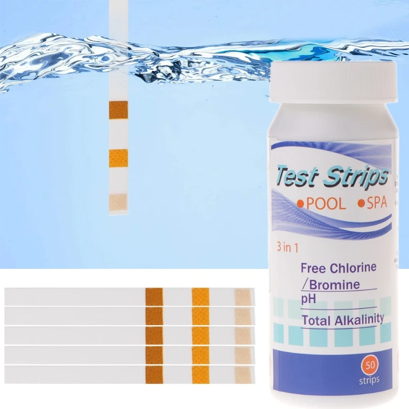 50pcs Water Test Strips 3 in1 Swimming Pool Spa pH Chlorine Alkalinity