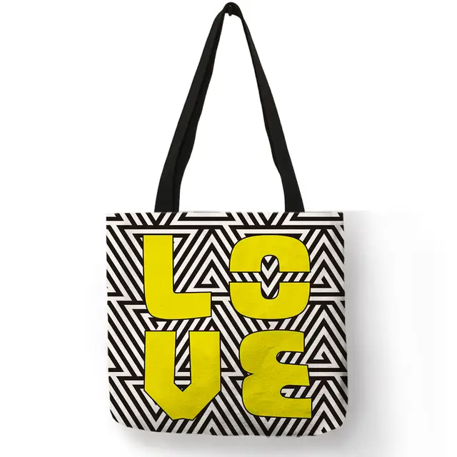 yellow bag with black stripe
