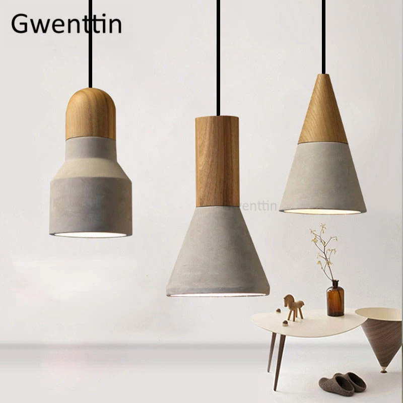 Винтажный подвесной светильник с деревянным цементом, промышленный светильник, лофт декор, светодиодные подвесные лампы для столовой, бара, кухни, светильник для дома