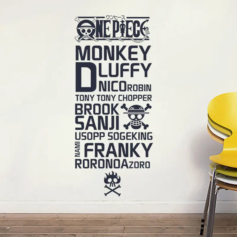

Cartoon vinyl wall decal cartoon design sticker decoration, anime pirate wall sticker, sea fan favorite room decoration HZW09