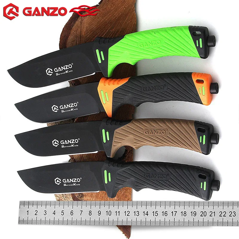 حار بيع جنزو G8012 شفرة مثبتة سكين مع الغشاش قاطع أحبال التخييم الصيد بقاء التكتيكية Bushcraft السكاكين Multitool
