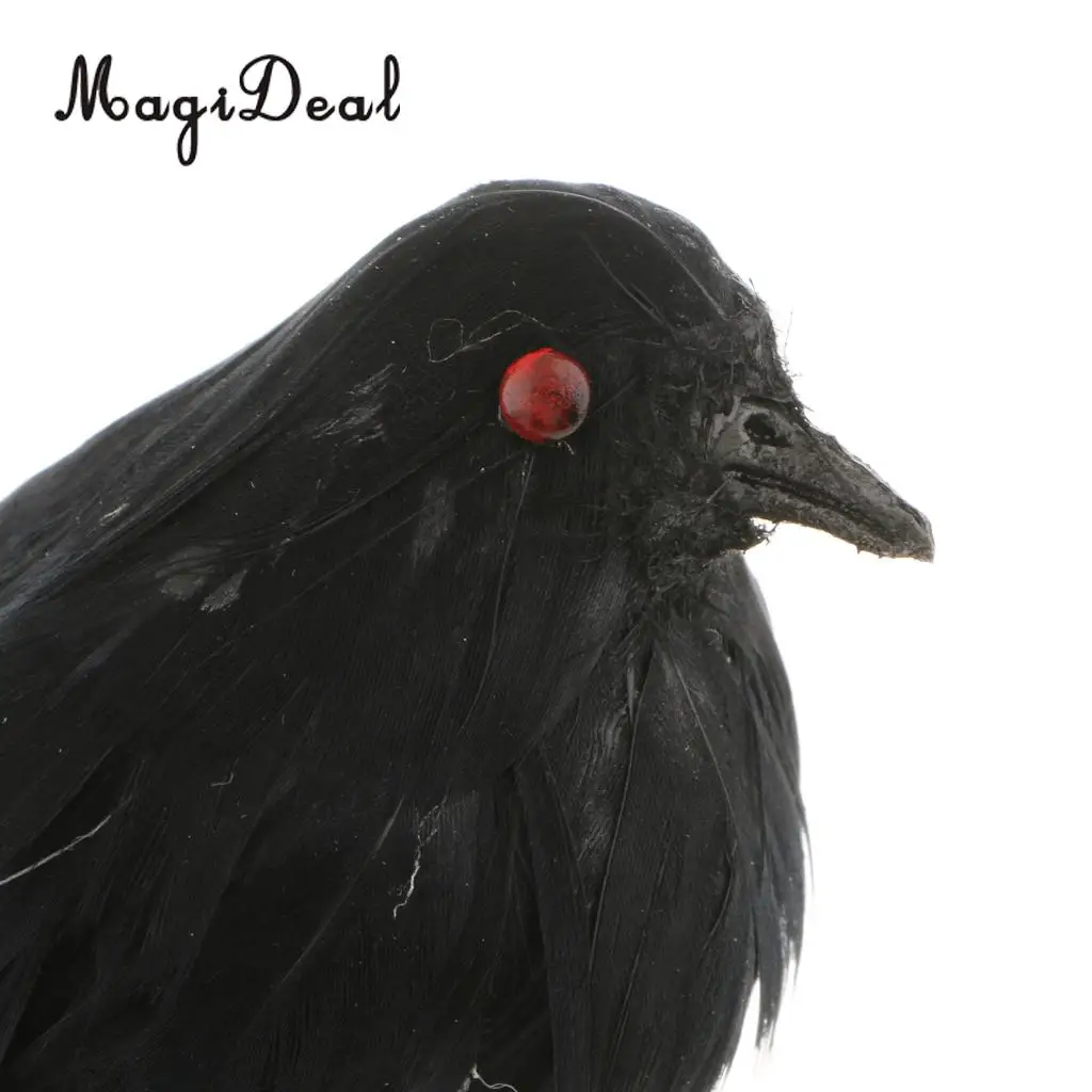 Lifelike Size Full Body Halloween Decoration Bird Fake Black Feathered Crows Ravens Indoor Outdoor Holiday Decor Ornament