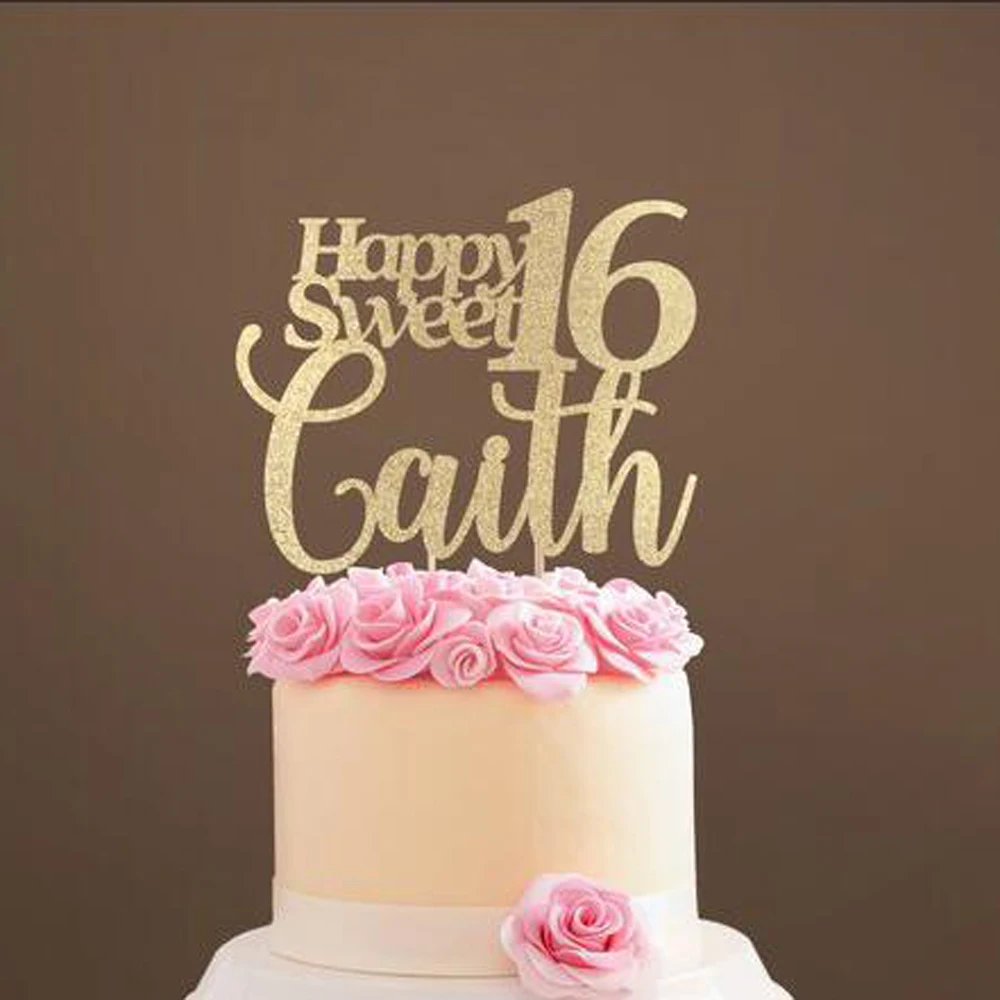 Personalized happy Birthday Cake Topper,  Happy Sweet age and name cake topper, Birthday Party  Decoration Supplies