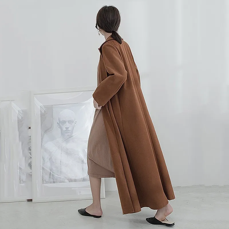 Mode Vintage Ouvert Parkas 2019 Lâche Manteau Manches Collar Pleine Sitich Femmes eam Printemps down caramel Apricot Long Nouveau Color Color Turn Ob559 Marée vaZqztwC
