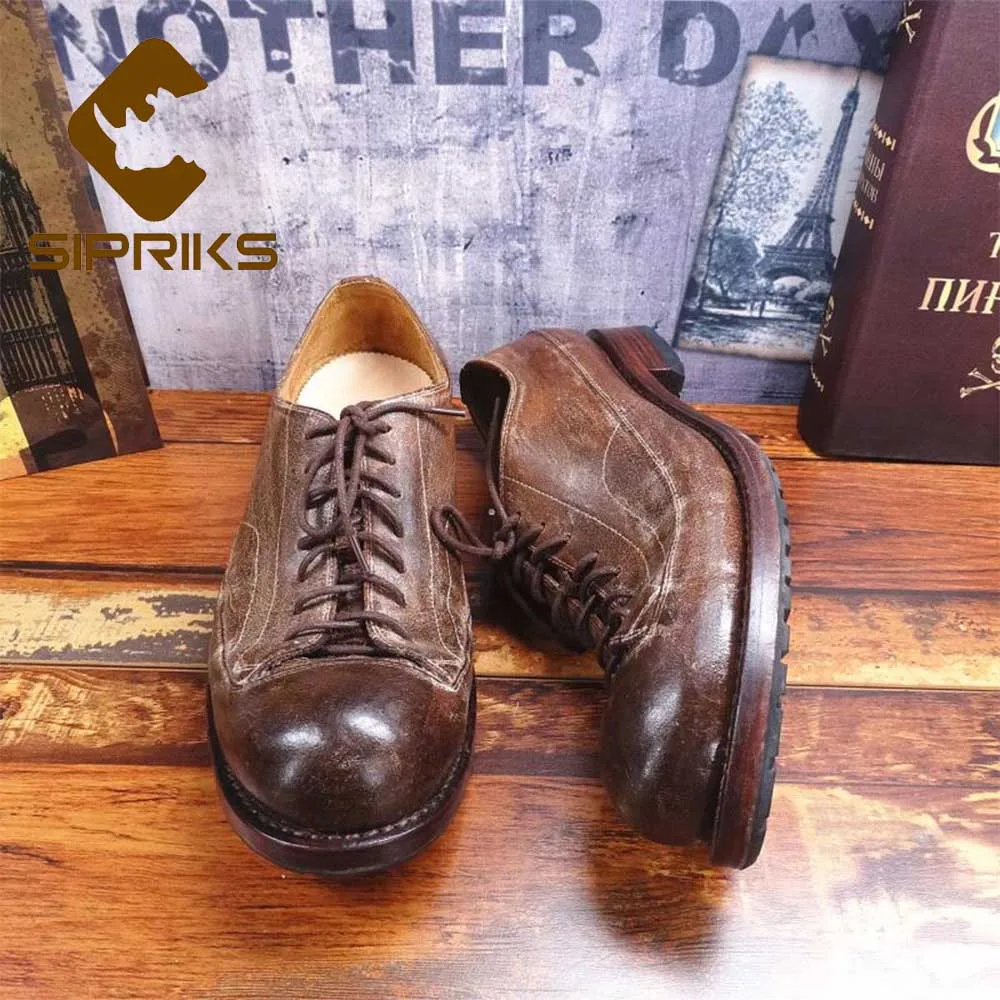 

Sipriks Unique Designer Men Shoes Italy Custom Sewing Welted Shoes Big Round Toe Footwear Shoes Leather Sole With Rubber 45