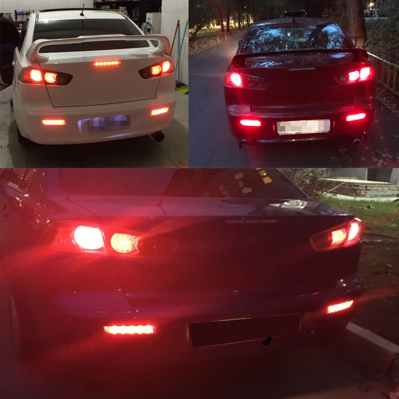 Niscarda 2 шт. для Mitsubishi Lancer EVO светодиодный светильник-отражатель заднего бампера, Красный Автомобильный тормозной Стоп-сигнал, противотуманная отделка, молдинг, задний фонарь