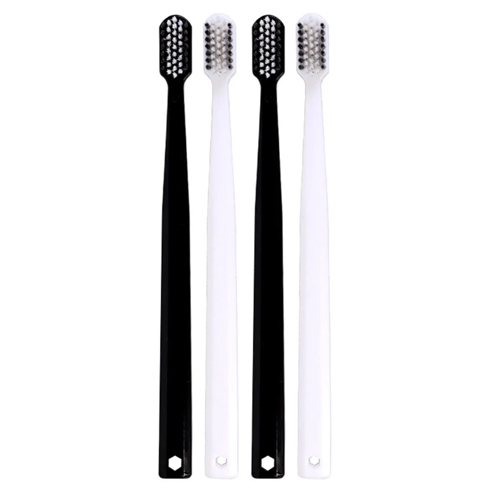 

4pcs Black/White Handle Bamboo Charcoal Toothbrush Couple Toothbrush Soft Bristles Oral Care Adults Household Toothbrush