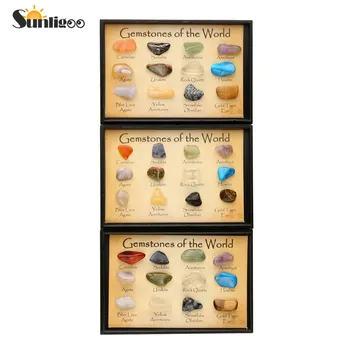 

Sunligoo Natural Tumbled Stones Set 15 Different 0.25" Reiki Travel Collection in Plastic Display Box pedras naturais e minerai