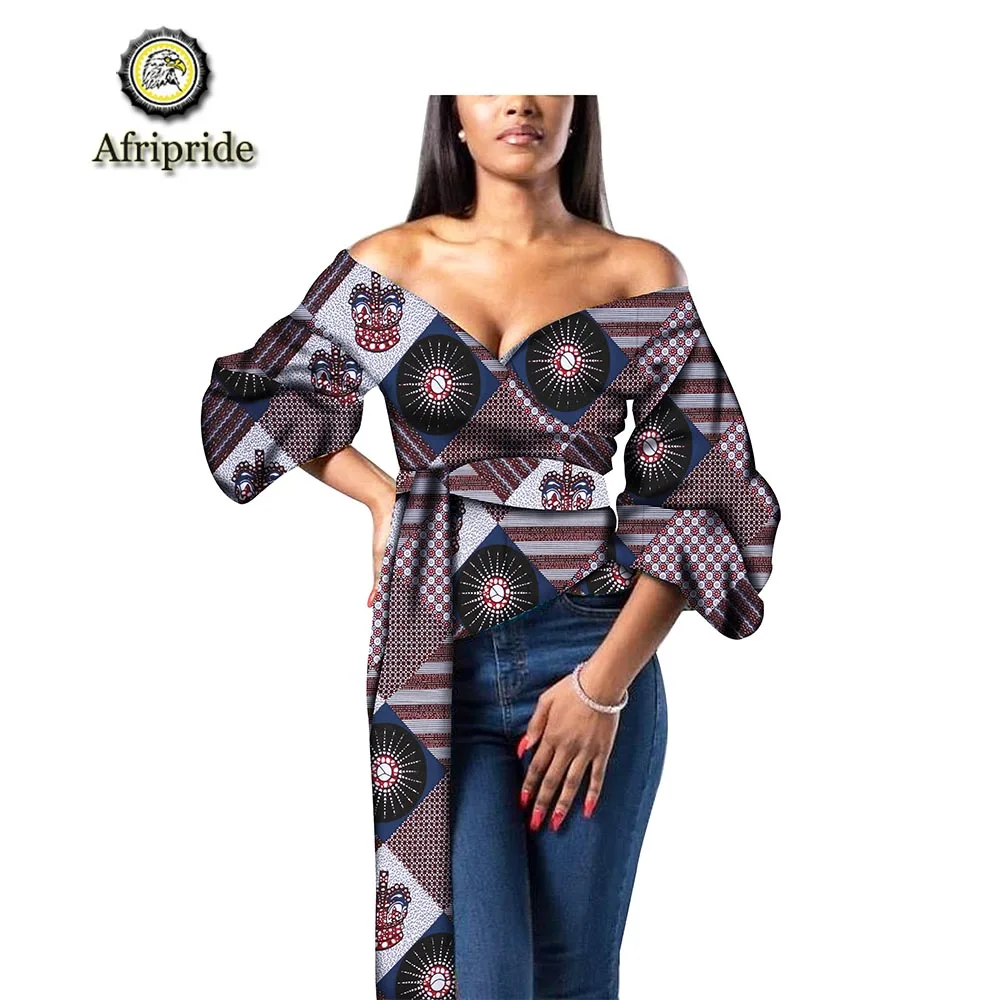 2019 AFRIPRIDE african clothes for women free shipping new fashion design bazin riche plus size deep V-neck sex party S1924002