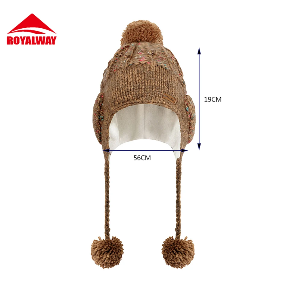 ROYALWAY женская зимняя уличные шляпы хлопок вязаный цветочный узор Gorros Толстая теплая шапка шапочка шапка# RPCL4555F