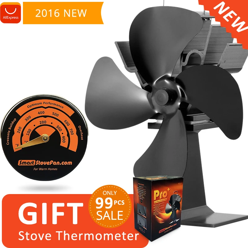 Free Gift Stove Thermometer with Heat Powered Stove Fan Eco