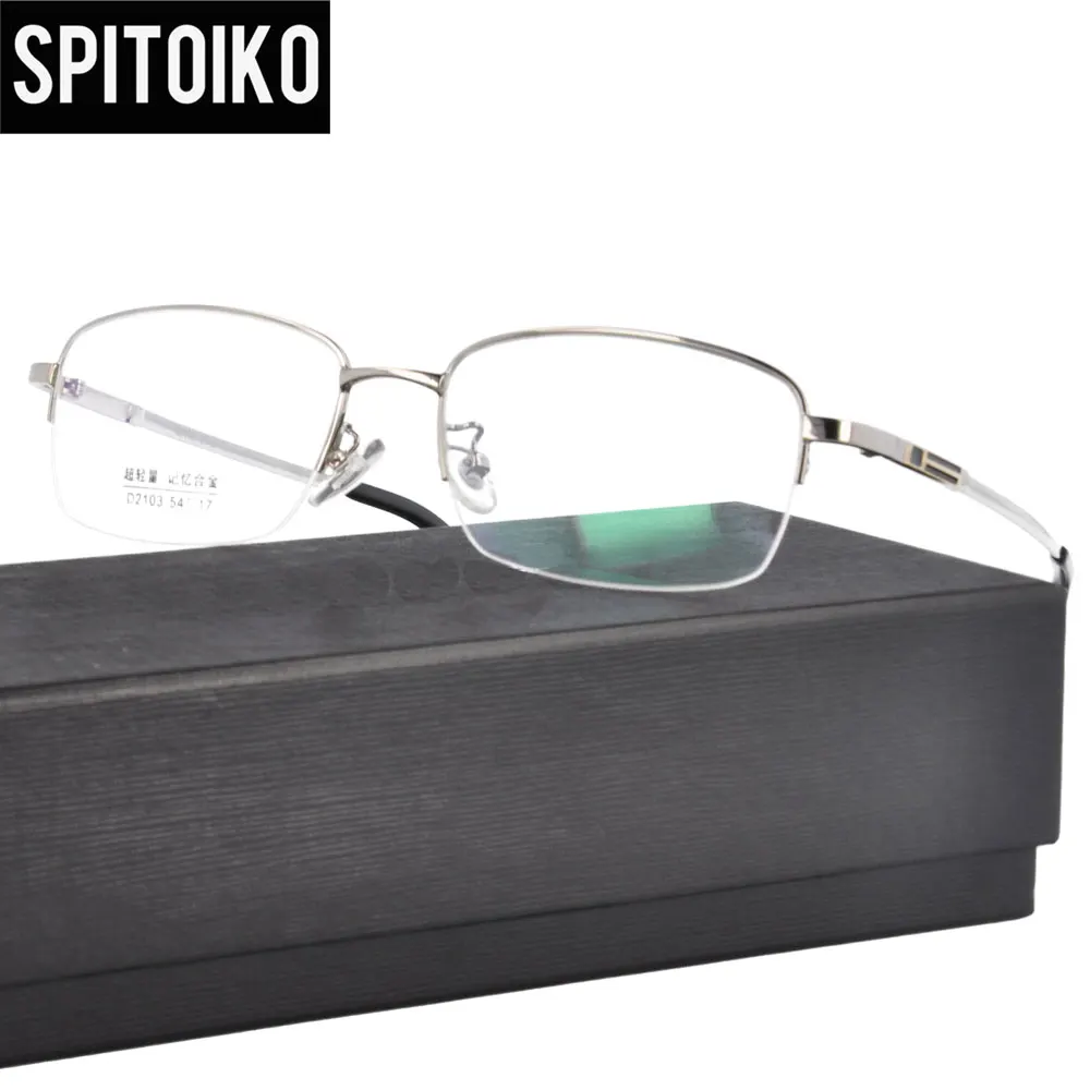 

SPITOIKO Rectangle Memory Titanium Eyeglasses Half Rim Prescription Optical Frame Spectacles Eyeware Optical Frame D2103