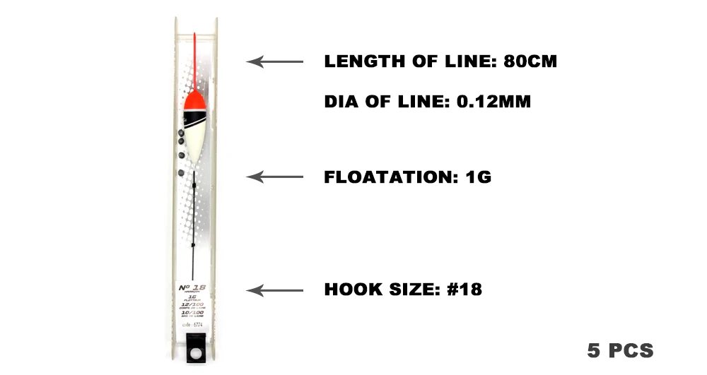 Adygil пробкового дерева поплавок наборы ADWFS 020 Floatation 1 г Длина лески 80 см крючок Размер#18 5 шт./лот