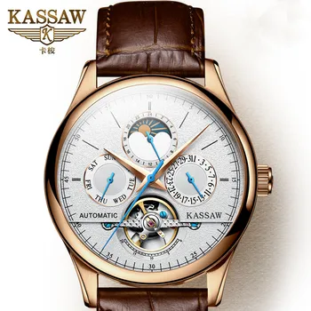 

KASSAW Watch Men's Automatic Mechanical Watch Men Leather Waterproof Tourbillon Business Men's Watch Relogio Masculino