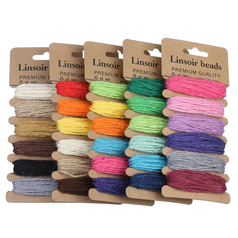 

Linsior 4 Yard Natural Twine Hemp Fiber Cord Colorful 2mm Braided Flax Hang Tag String for DIY Craft Jewelry Wrapping F5622