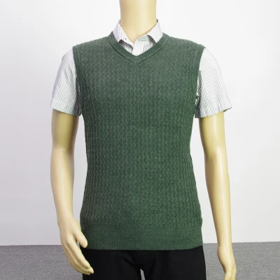 Демисезонный v-образным вырезом Повседневное плюс Размеры пуловер вязаный жилет Мода Для мужчин одежда свитер Цвет жилет мужской Джерси - Цвет: Dark green