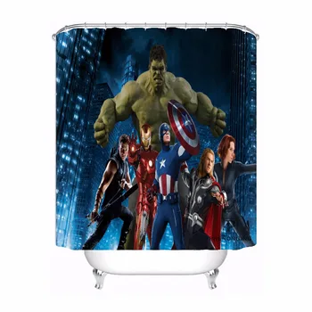 

Custom Captain America Avengers Waterproof Shower Curtain Home Bath Bathroom s Hooks Polyester Fabric Multi Sizes180509-02-11