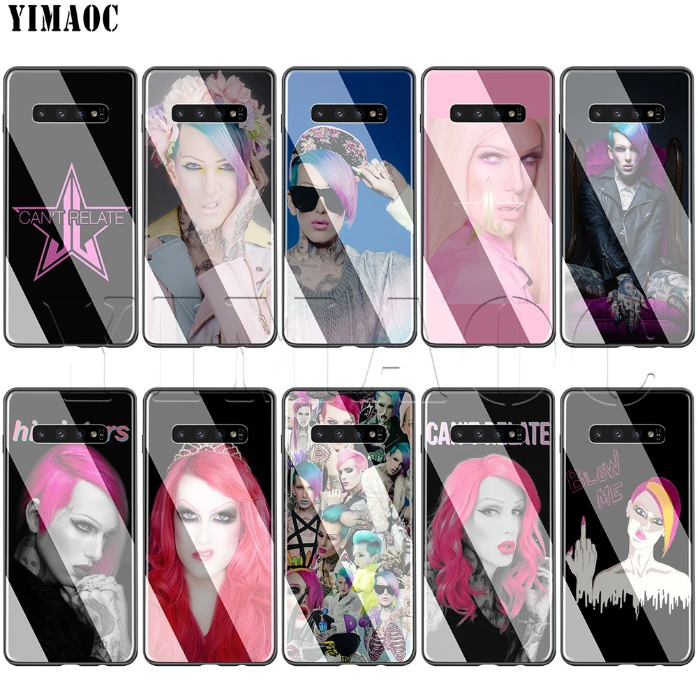 

YIMAOC Jeffree Star Glass Case for Samsung Galaxy S7 S8 S9 S10 Plus Note 8 9 10 A50 A20 A10 A70