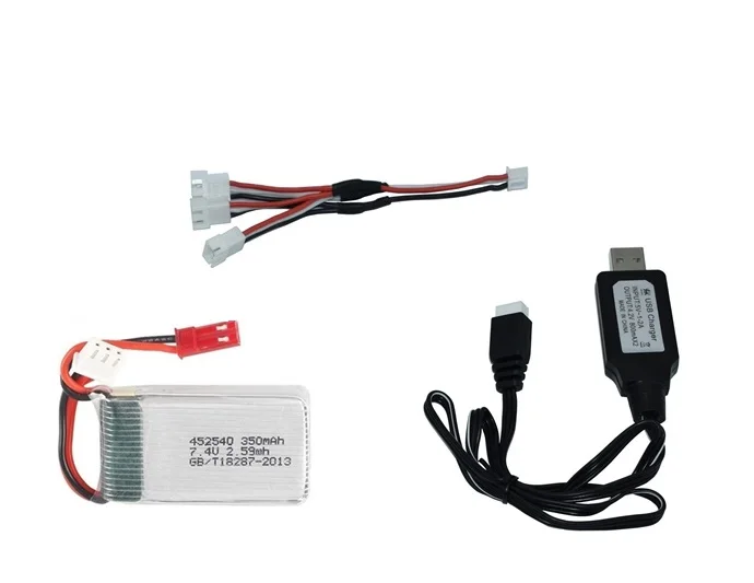 7,4 v 350mah 35C Lipo батарея для MJX X401H X402 JXD 515 515W 515V батарея и зарядное устройство RC Mini FPV Дрон Квадрокоптер вертолеты - Цвет: Прозрачный