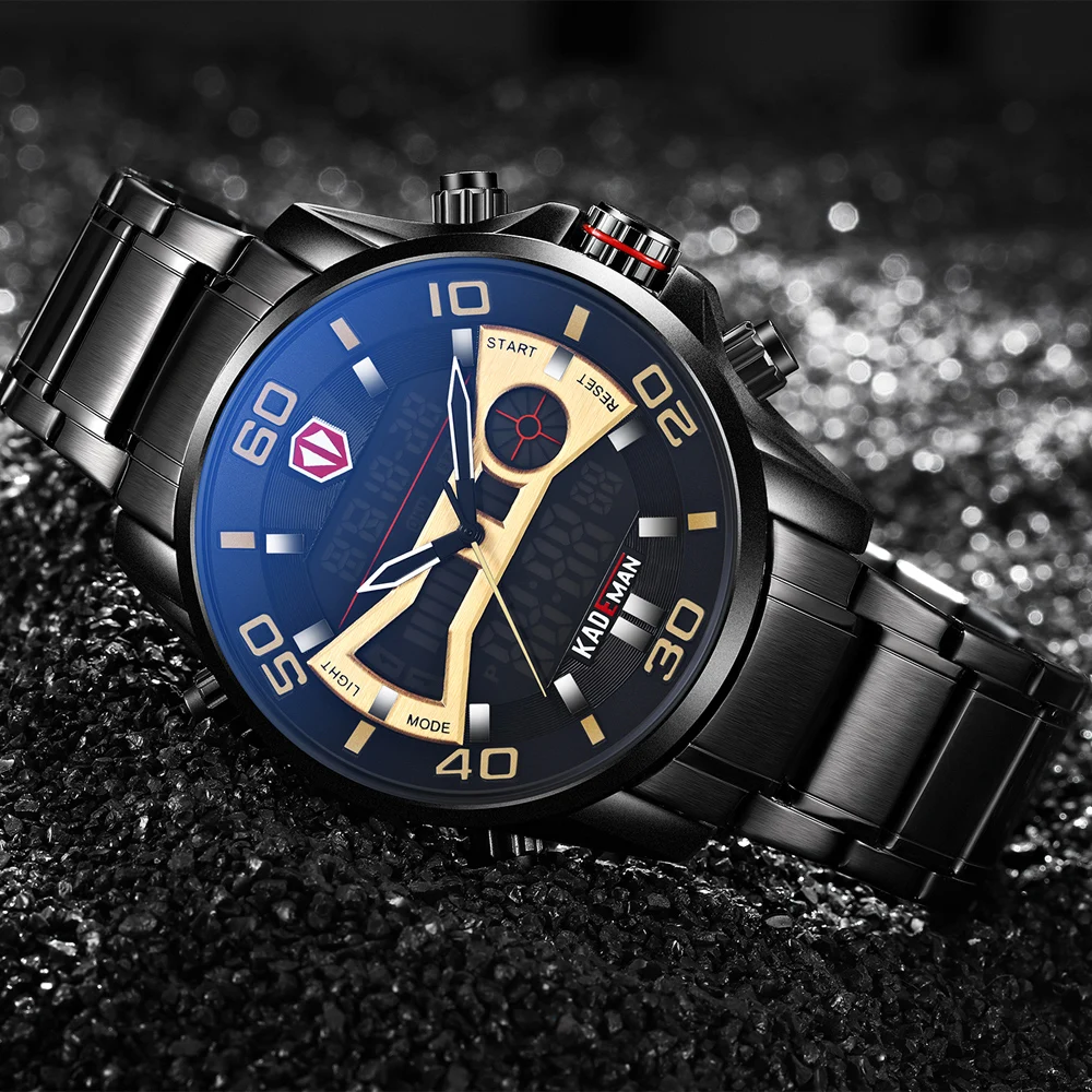 Billig 6171 KADEMAN Mode Sport Uhr Männer Quarz Digital Herren Uhren Top Brand Luxus Wasserdicht Armee Militär Voller Stahl Armbanduhr