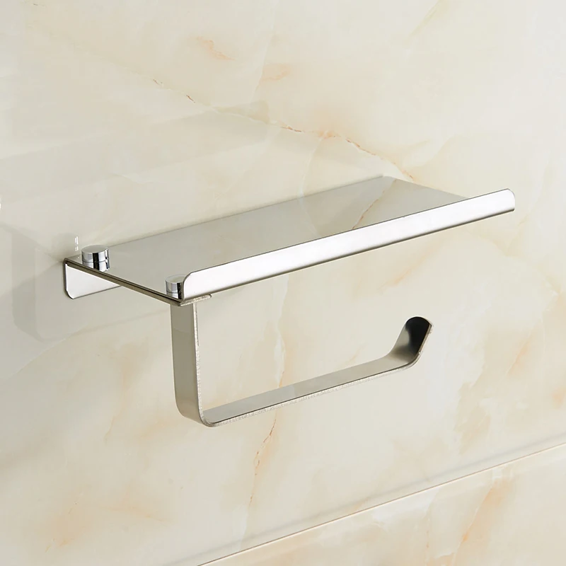 1PC Stainless Steel Bathroom Paper Phone Holder Shelf Mobile Phones Towel Rack Toilet Paper Holder For Bathroom accessories