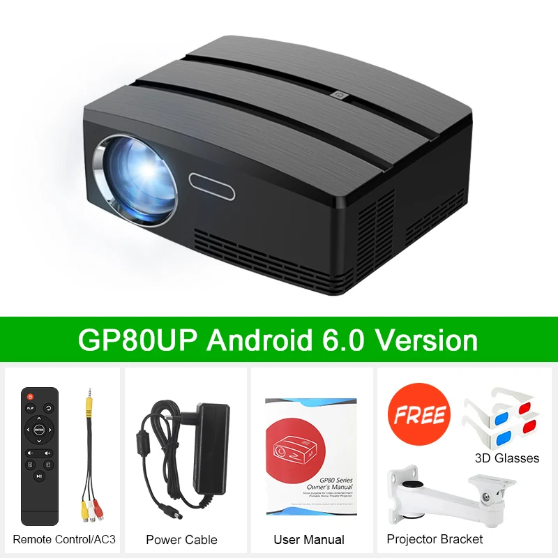 Newpal Мини проектор 3D проектор домашний кинотеатр Android wifi 1800 люмен 720P проектор СВЕТОДИОДНЫЙ Proyector GP80 UP Бразилия русиabracket