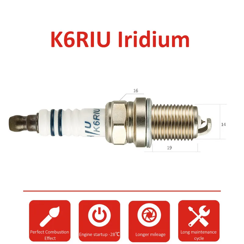 4pcs/6pcs Iridium spark plugs TORCH K6RIU/FR7DP