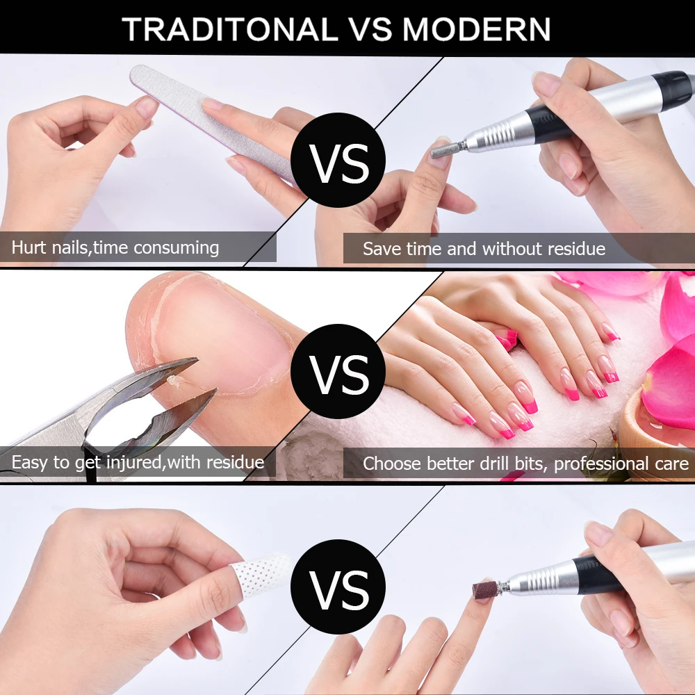 Kaufen Elektrische Nail art Bohrer Maschine Nagel Cutter Nail art Ausrüstung Pediküre Maniküre Maschine Fräsen Nagel Bohrer Bit Set Für Nagel gel