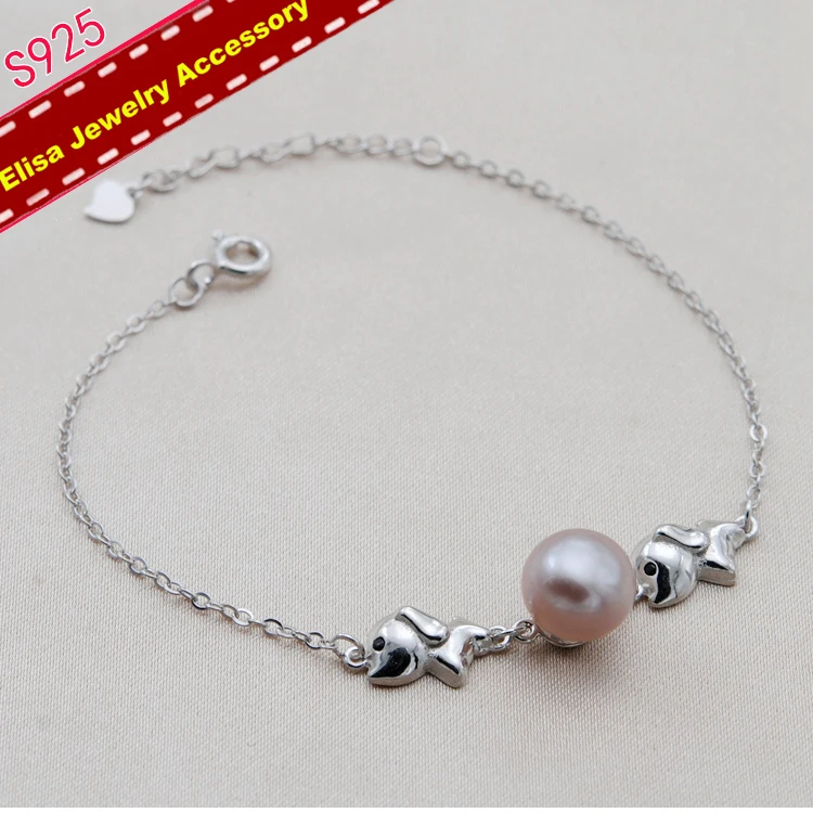 

S925 Sterling Silver Puppy Bracelet Accessory Women DIY Pearl Bracelet Findings&Components Silver Color 3Pieces/Lot