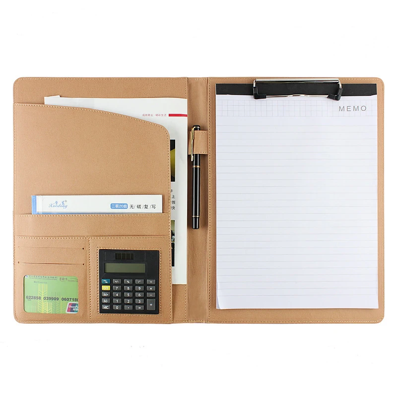 

high quality PU leather A4 multi-function business office dedicated folder sales manager clip/signing this contract carpetas