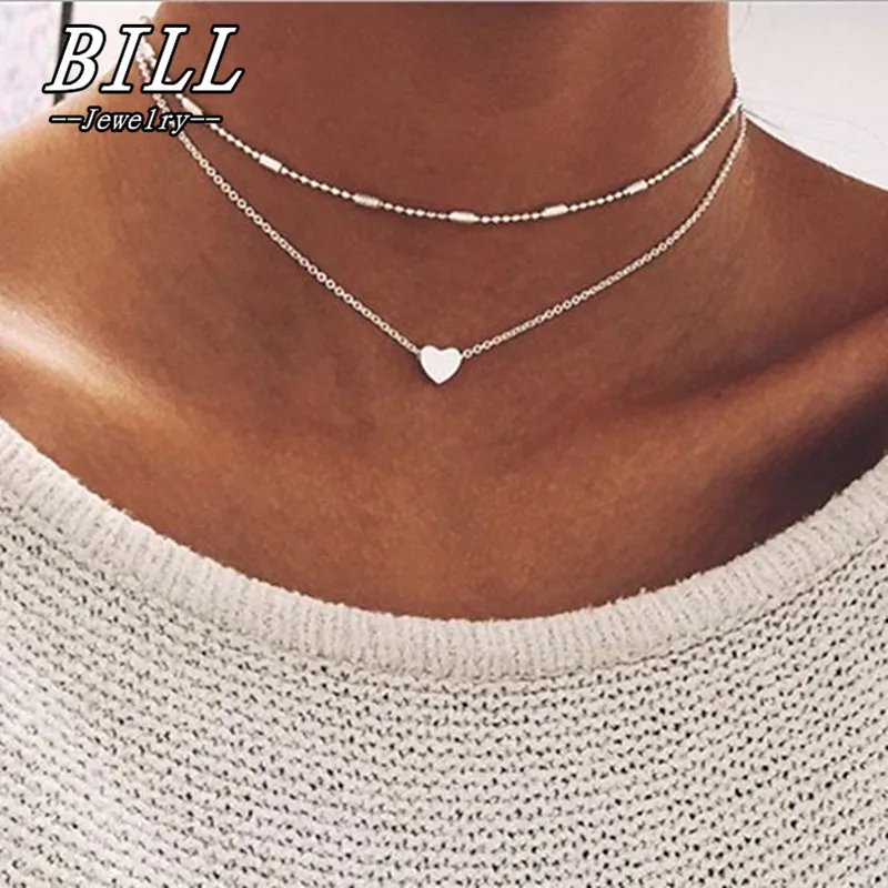 N277 чокер с подвеской в форме сердца ожерелья для женщин Collares минималистичные