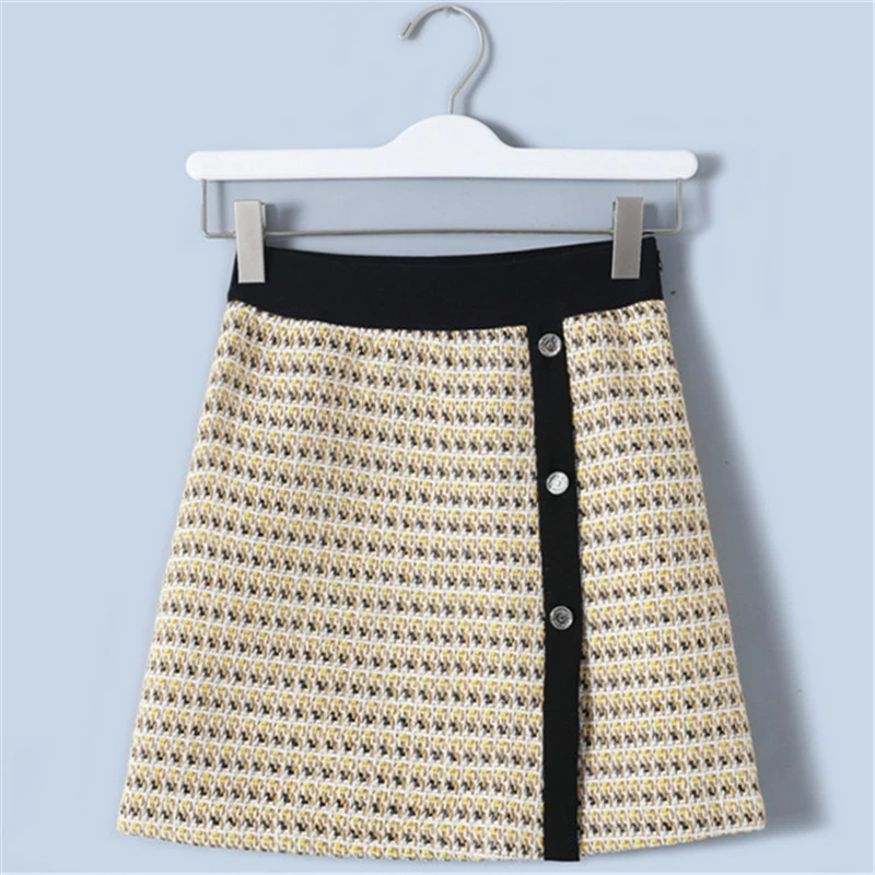 

Tunjuefs Lolita Button Striped Short Skirt Runway 2019 New Summer Zippers Mini Skirt Women Knit Skirt High Waist Bottom