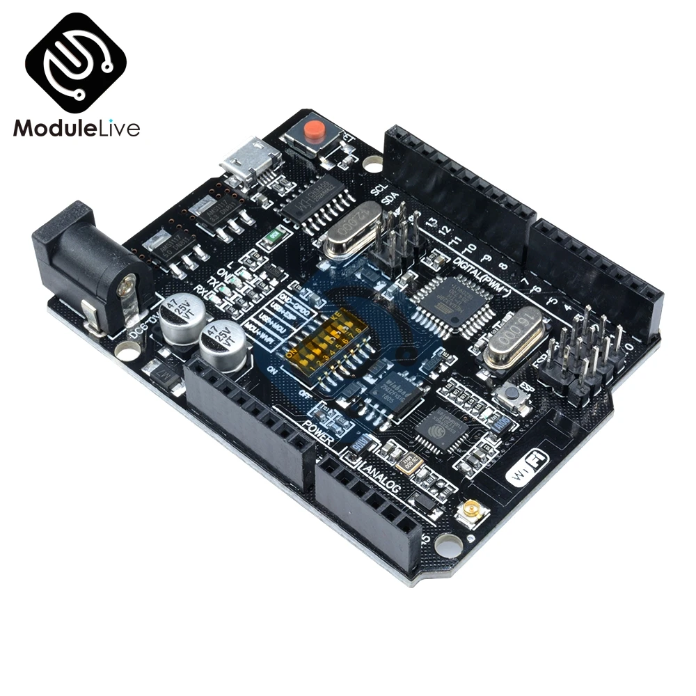 DC 7-12 V UNO R3 ATmega328P+ WI-FI ESP8266 32 Мб флеш-памяти USB к ttl CH340G развитию для Arduino WeMos NodeMCU один