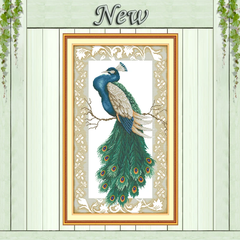 

Colorful Peacock on the branch,counted printed on canvas DMC 11CT 14CT Cross Stitch kits,needlework Set embroidery,animal Style