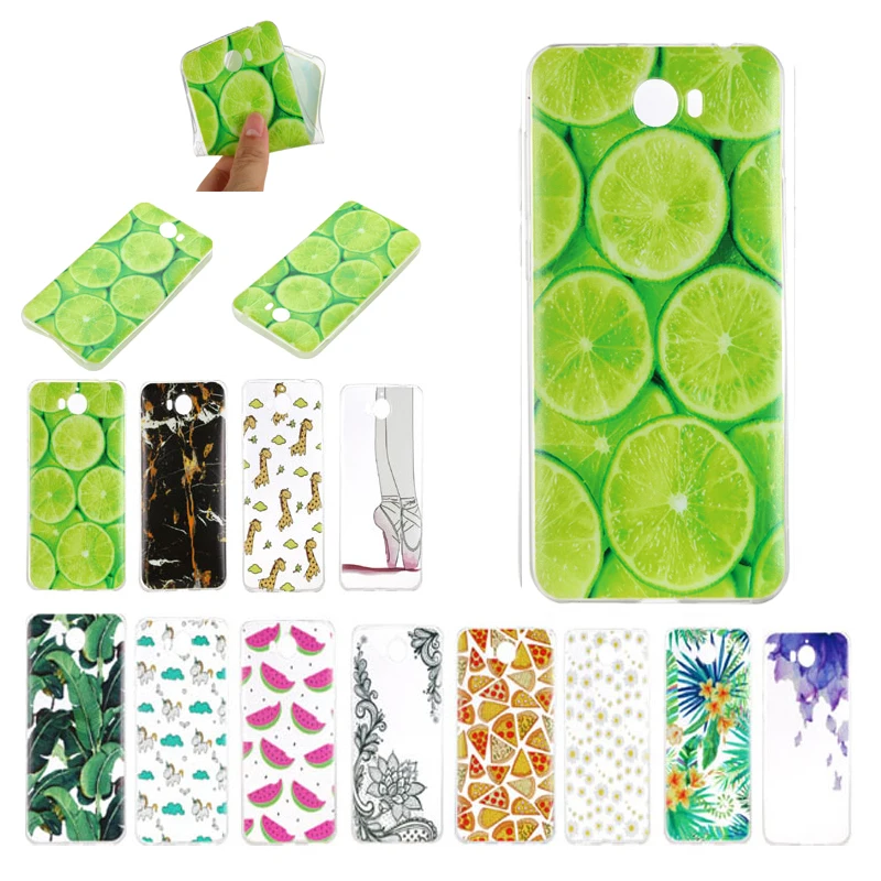 5.0 Inch Soft TPU For Coque Huawei Y6 II Compact Y5 2 Case Unicorn Fruit Flower Clear Rubber Cover ii |