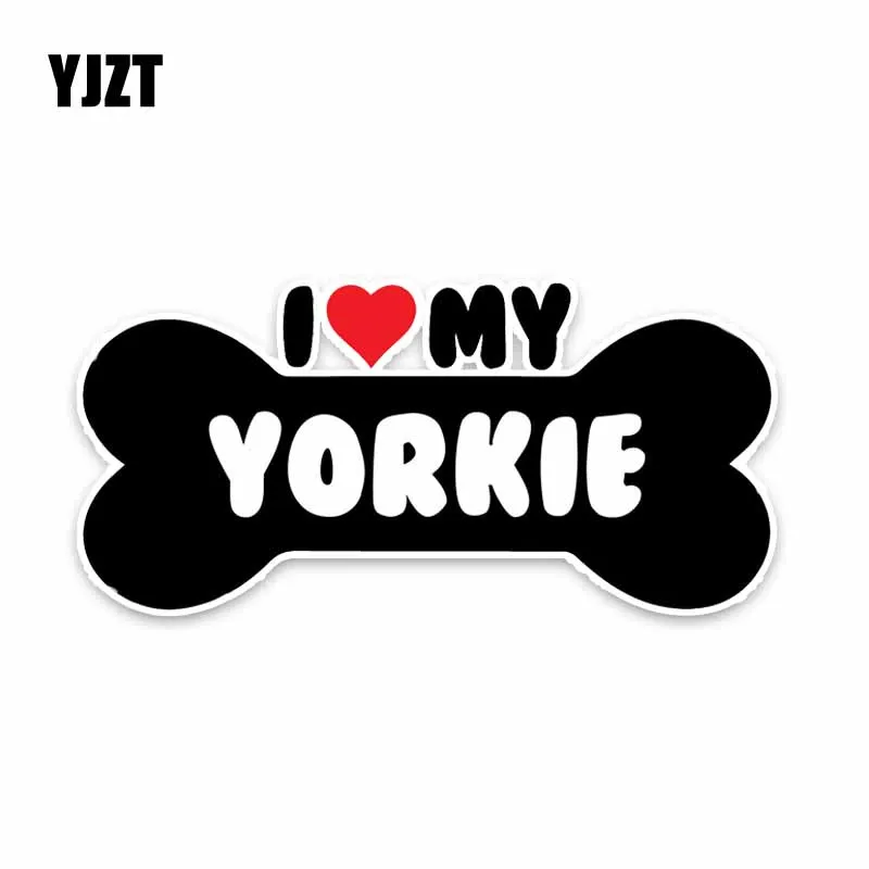 

YJZT 15*7.1CM I Heart My Yorkie Dog Bone PVC Car Bumper Car Sticker Decals C1-4162