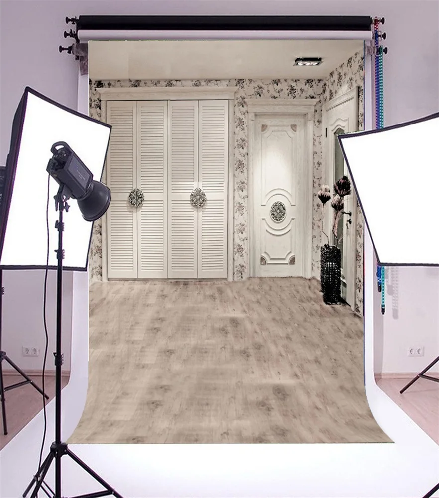 Laeacco القديم باب خزانة ملابس نمط خشبية الطابق الداخلية الأطفال التصوير الخلفيات خلفيات للتصوير الفوتوغرافي للصور الاستوديو