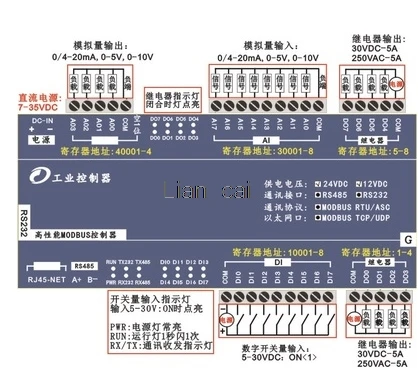 8 channel analog input 4 channel analog output 8 switch input 8 relay Ethernet IO module