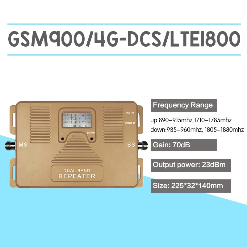 Walokcon GSM 900 1800 2G 3G 4G LTE مكرر إشارة 900 4G LTE DCS 1800 الخلوية إشارة الداعم 4G مكبر للصوت 70dB مكاسب LCD AGC